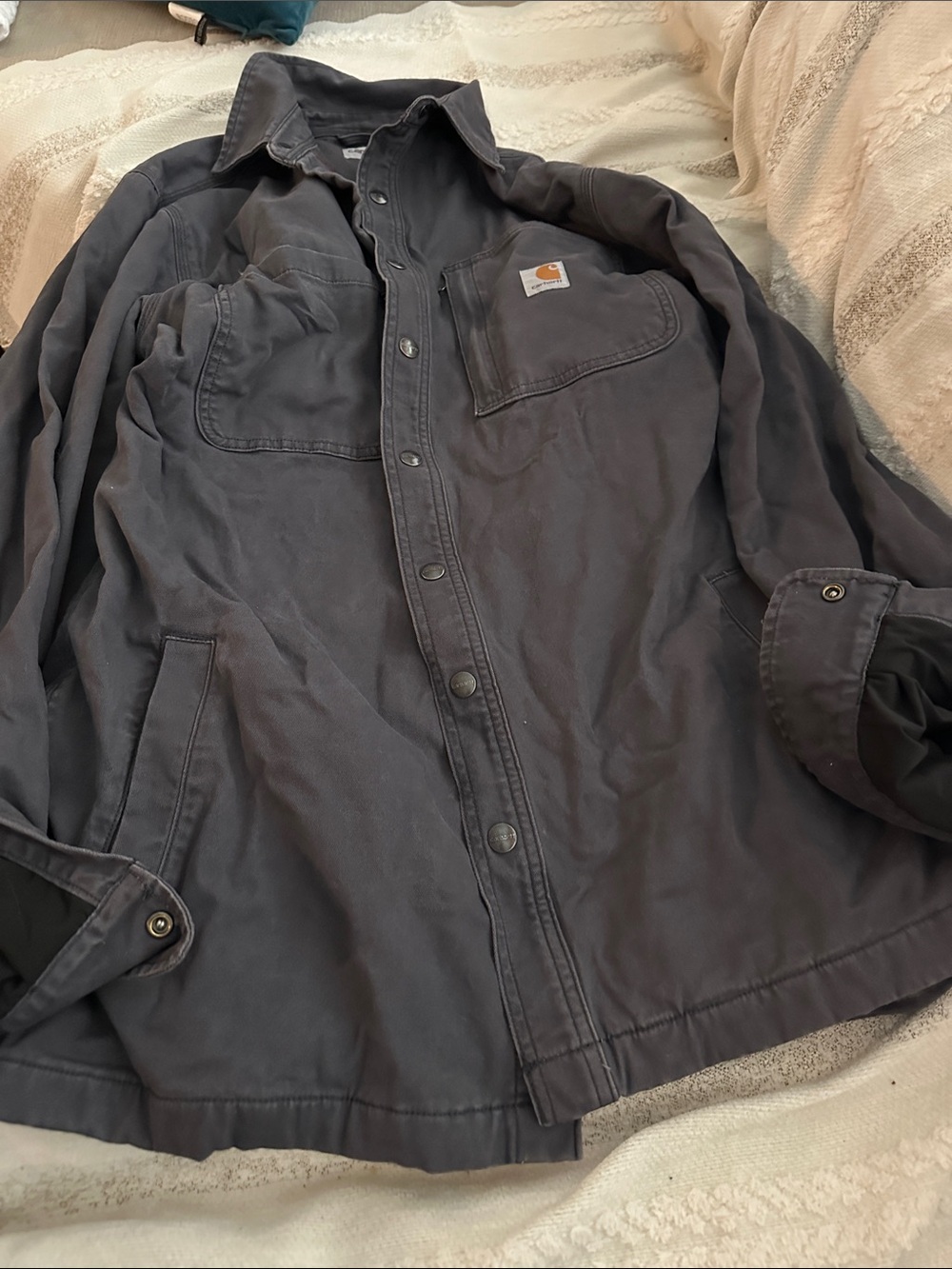 Carhartt Men’s Charcoal Gray Lightweight fleece lined Shirt Jacket L